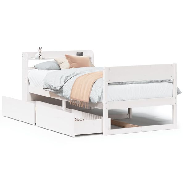 vidaXL Bed Frame without Mattress White 90x190 cm Single Solid Wood Pine