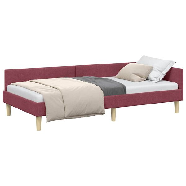 vidaXL Corner Bed Frame with Headboard Wine Red 80 x 200 cm Fabric