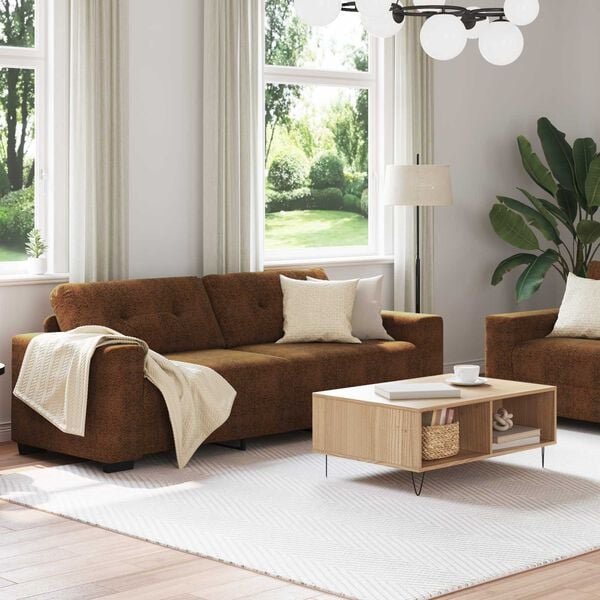 vidaXL Sofa 2 pcs Brown Fabric