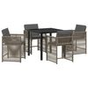vidaXL Garden Dining Set 5 pcs Grey Poly Rattan