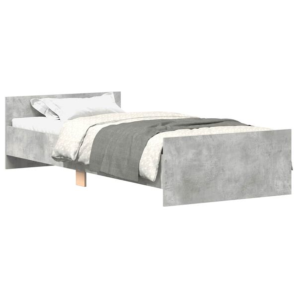 vidaXL Bed Frame without Mattress Concrete Grey 75x190 cm Small Single