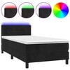 vidaXL Box Spring Bed with Mattress&LED Black 90x200cm Velvet