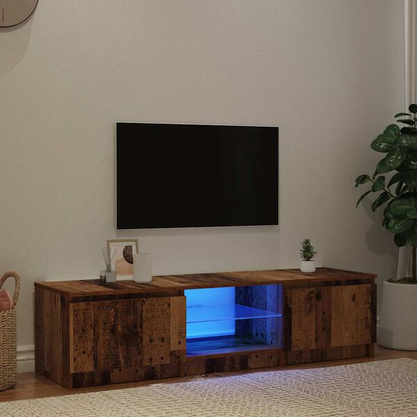 vidaXL TV Cabinet with LED Lights Old Wood 140x40x36 cm Engineered Wood