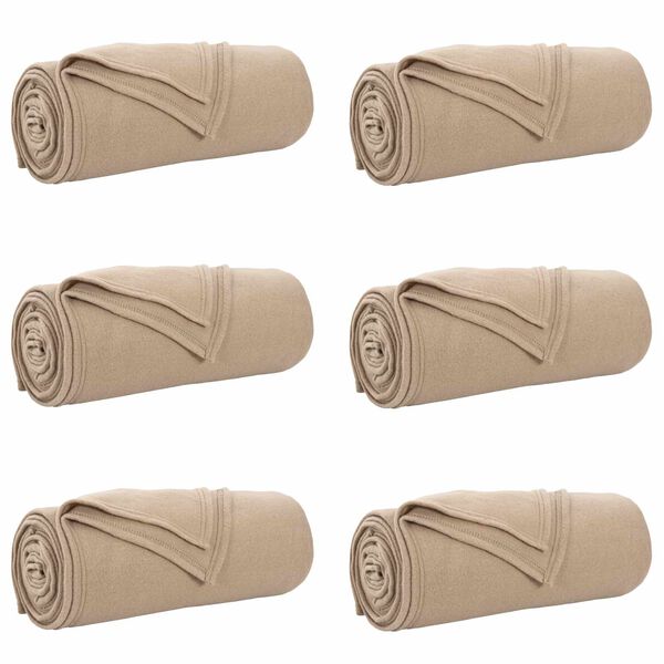 vidaXL Throw Blankets 6 pcs Camel 170 x 130 cm Fleece