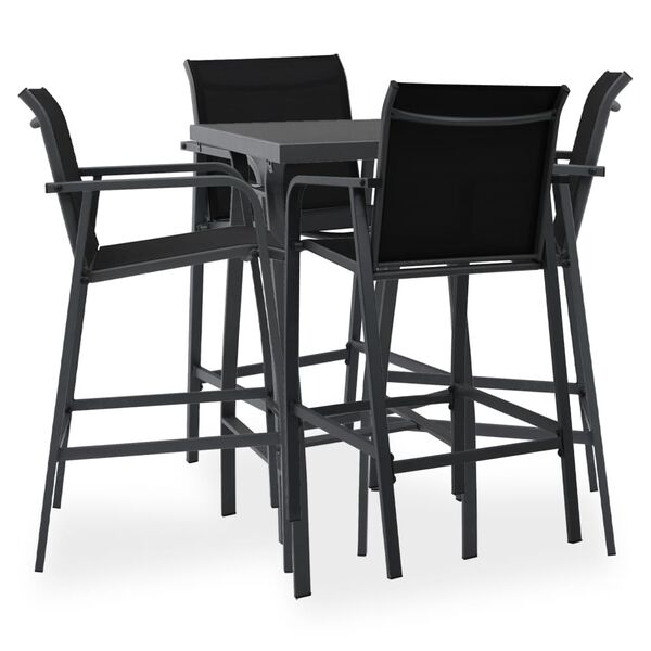 vidaXL 5 Piece Garden Bar Set Black