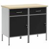 vidaXL Work Cabinet with Drawer 2 pcs Black and Grey 100 x 55 x 85 cm