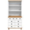 vidaXL Hutch with Drawer ASKIM White 91 x 40 x 184 cm Solid Pine Wood