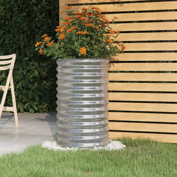 vidaXL Garden Planter Galvanised Steel 40x40x68 cm Silver