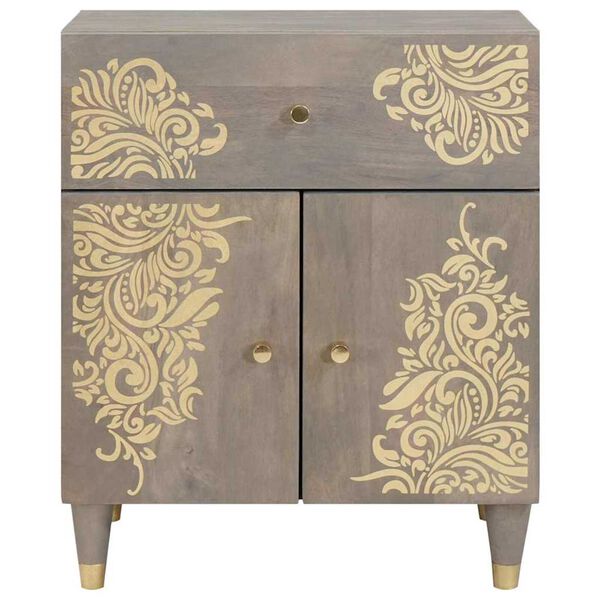 vidaXL Bedside Cabinet with Door Grey 50 x 33 x 60 cm Solid Mango Wood