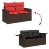 vidaXL 7 Piece Garden Sofa Set with Cushions Brown Poly Rattan Acacia