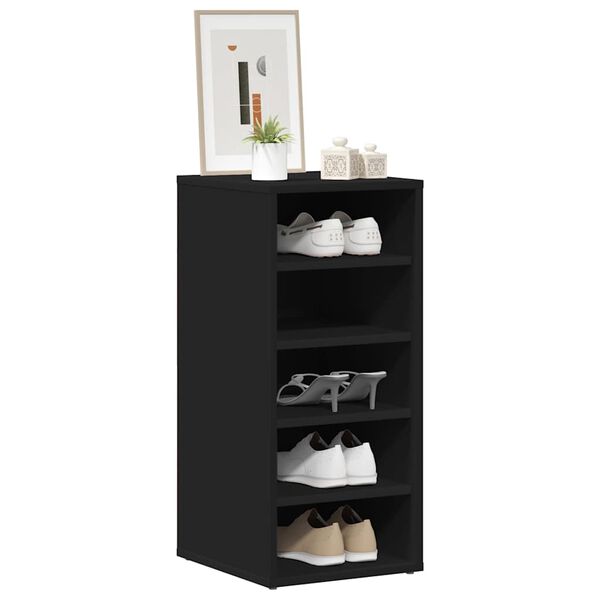vidaXL Shoe Cabinets 2 pcs Black 31.5x35x70 cm Engineered Wood