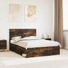 vidaXL Bed Frame with Drawer Smoked Oak 150 x 200 cm Solid Pine Wood