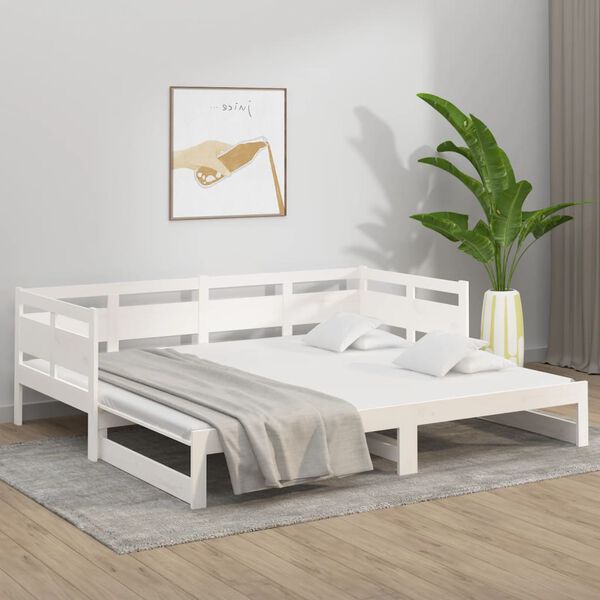 vidaXL Pull-out Day Bed without Mattress White 2x(90x200) cm