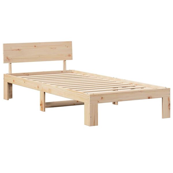vidaXL Bed Frame with Headboard Natural 90 x 190 cm Solid Pine Wood