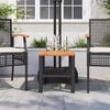 vidaXL Garden Table Black 40x40x42 cm Poly Rattan Acacia Wood