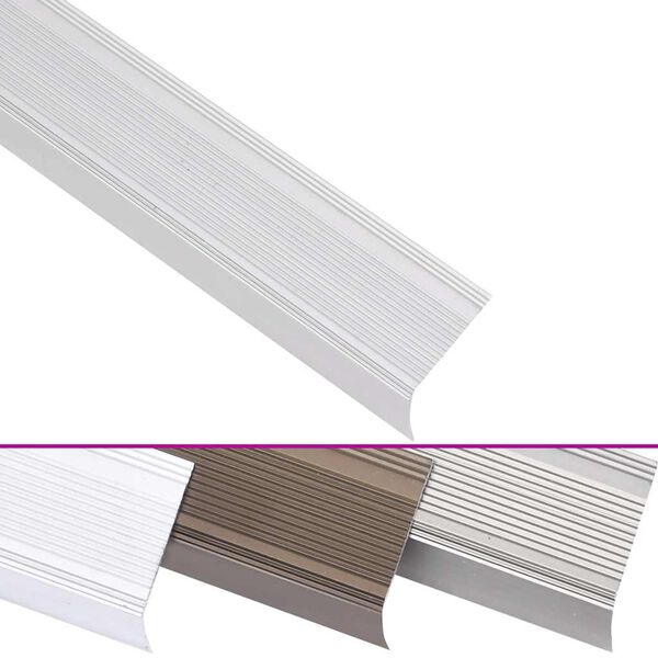 vidaXL Stair Nosings in L-shape 5 pcs Aluminium 100 cm Silver