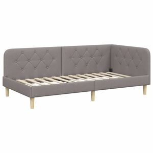 vidaXL Corner Bed Frame with Headboard Taupe 100 x 200 cm Fabric