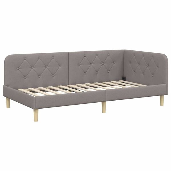 vidaXL Corner Bed Frame with Headboard Taupe 100 x 200 cm Fabric