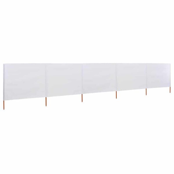 vidaXL 5-panel Wind Screen Fabric 600x160 cm Sand White
