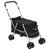 vidaXL Folding Dog Stroller Black 100x49x96 cm Linen Fabric