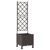 vidaXL Garden Planter with Trellis&Wheels Brown 40 x 40 x 149 cm PP