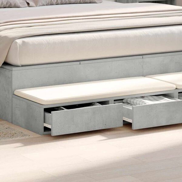 vidaXL Bed Drawers Concrete Grey 200 x 36.5 x 16.5 cm Engineered Wood