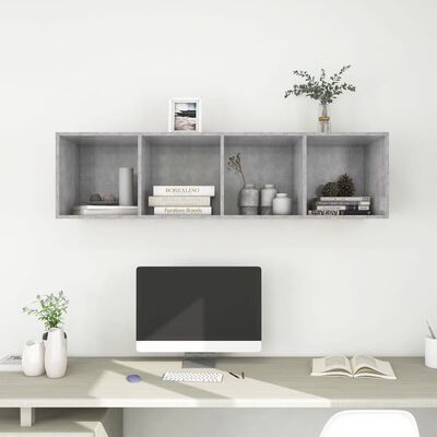 vidaXL Wall-mounted TV Cabinet Concrete Grey 37x37x142.5 cm Engineered Wood