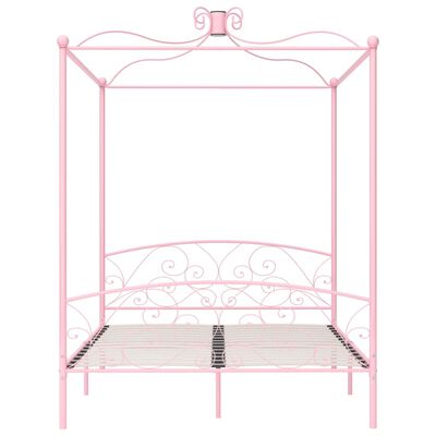 vidaXL Canopy Bed Frame Pink Metal 160x200 cm