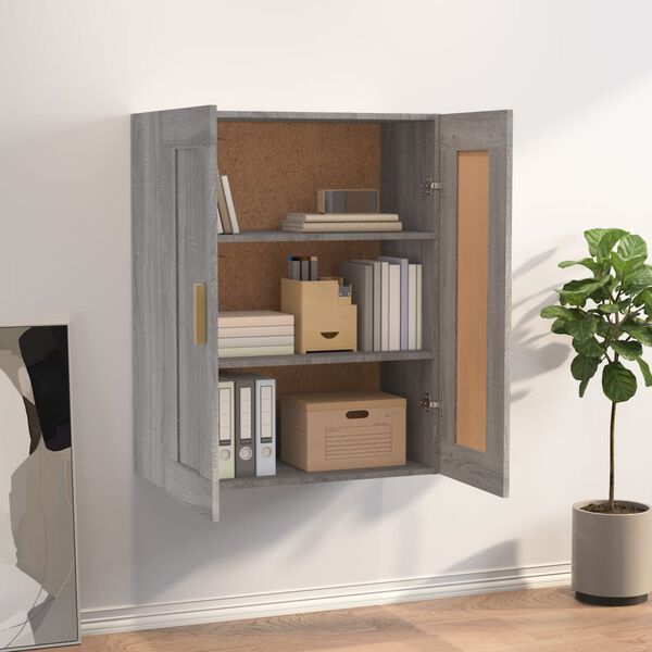 vidaXL Wall Cabinet Grey Sonoma 69.5x32.5x90 cm Engineered Wood