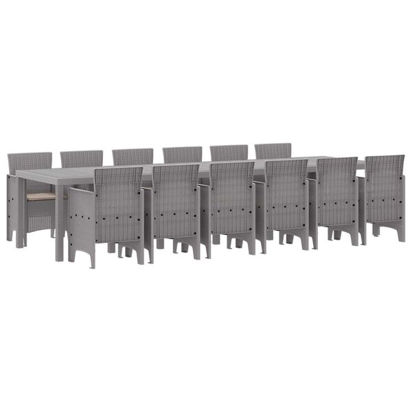 vidaXL Garden Dining Set 13 pcs Light Grey Polt rattan