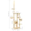 vidaXL Floor to Ceiling Cat Tree Beige 220-240 cm
