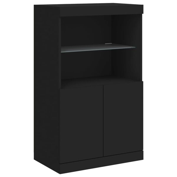 vidaXL Sideboard with LED Lights Black 60.5x37x100 cm