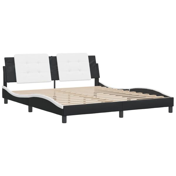 vidaXL Bed Frame without Mattress "Zadar" Black and White 180x200 cm Super King Faux Leather