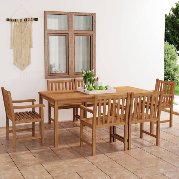 vidaXL 7 Piece Garden Dining Set 180x90 cm Solid Teak Wood