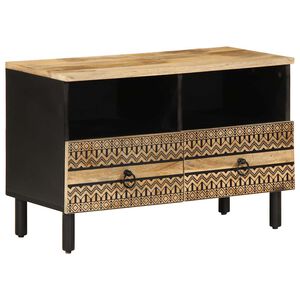 vidaXL TV Cabinet Black 70x33,5x46 cm Solid Rough Wood Mango