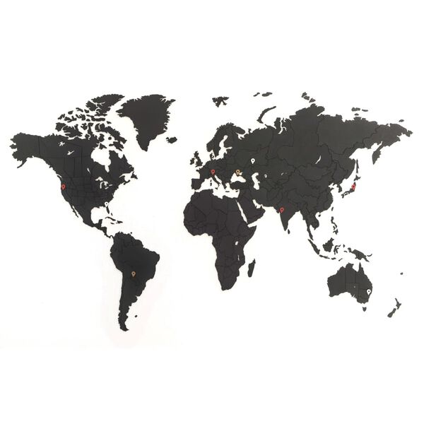 MiMi Innovations World Map Wall Decor Luxury Puzzle Black 100x60 cm