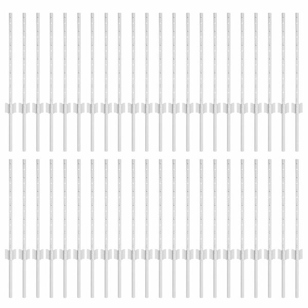 vidaXL Fence Posts Height Adjustable Manual 44 pcs Silver 100 cm Steel