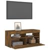 vidaXL TV Cabinet with LED Lights Smoked Oak 90x35x40 cm