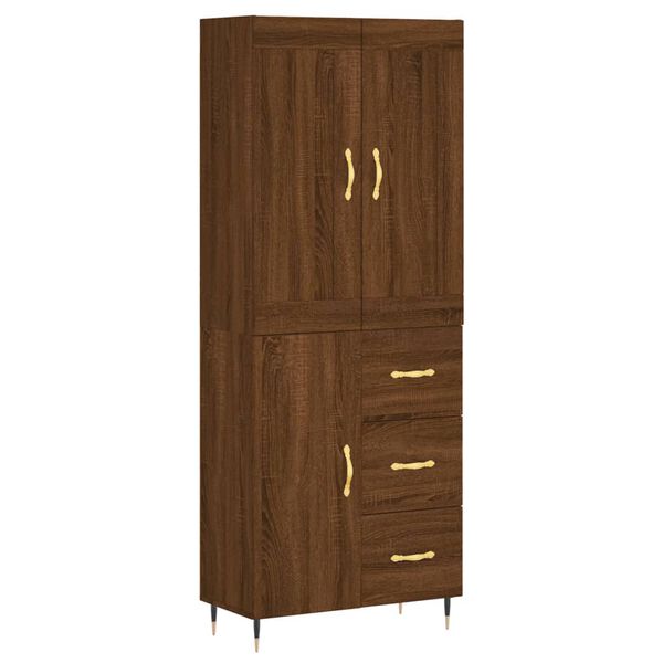 vidaXL Highboard Brown Oak 69.5x34x180 cm Engineered Wood