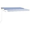 vidaXL Manual Retractable Awning with LED 400x350 cm Blue and White