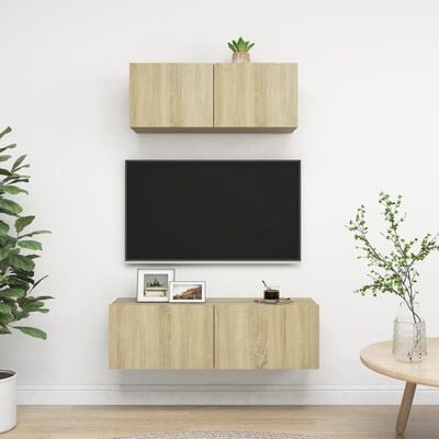 vidaXL 2 Piece TV Cabinet Set Sonoma Oak Engineered Wood