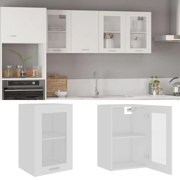 vidaXL Hanging Glass Cabinet Lyon White 40x31x60 cm Engineered Wood