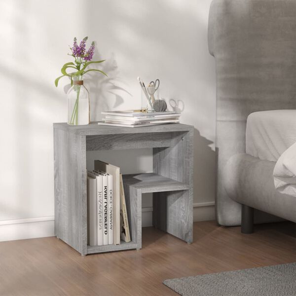 vidaXL Bed Cabinet Grey Sonoma 40x30x40 cm Engineered Wood