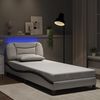 vidaXL Bed Frame with LED without Mattress "Hvar" White and Black 90x200 cm