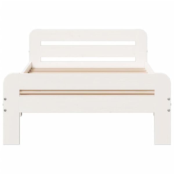 vidaXL Bed Frame without Mattress White 75x190 cm Small Single Solid Wood Pine