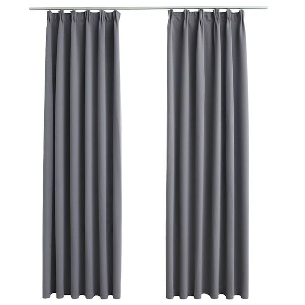 vidaXL Blackout Curtains with Hooks 2 pcs Grey 140x225 cm