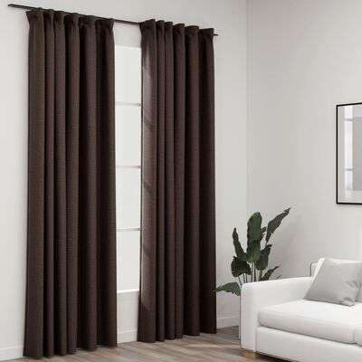vidaXL Linen-Look Blackout Curtains with Hooks 2 pcs Taupe 140x245 cm