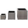 vidaXL Garden Raised Beds 3 pcs Poly Rattan Grey