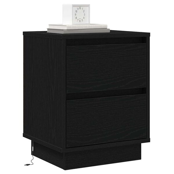vidaXL Bedside Cabinet Black Oak 39 x 34.5 x 50 cm Engineered wood