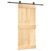 vidaXL Sliding Door Natural and Black 90 x 210 cm Solid Pine Wood